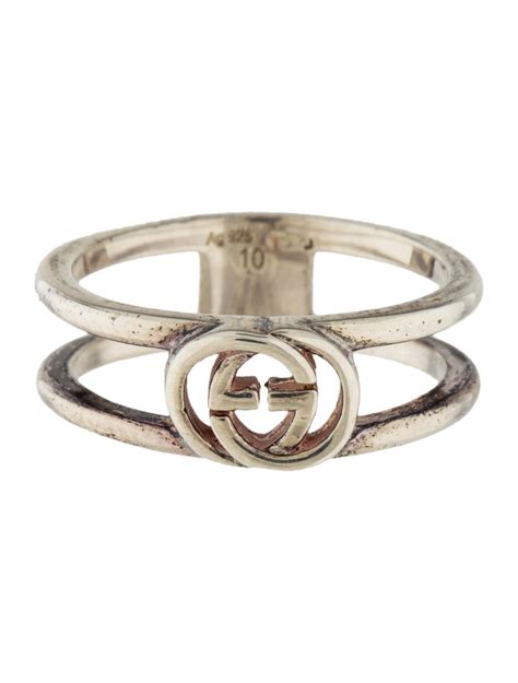 gucci ring interlocking g thin open band|gucci interlocking g silver ring.